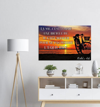 Canvas avec citation inspirante. ''Bicyclette''